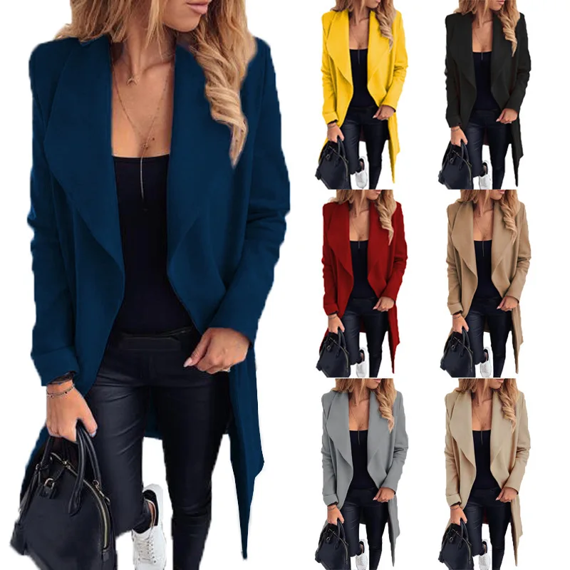 

2023 Autumn/Winter New Fashion Strap Lapel Solid Color Woolen Coat Women's Wear