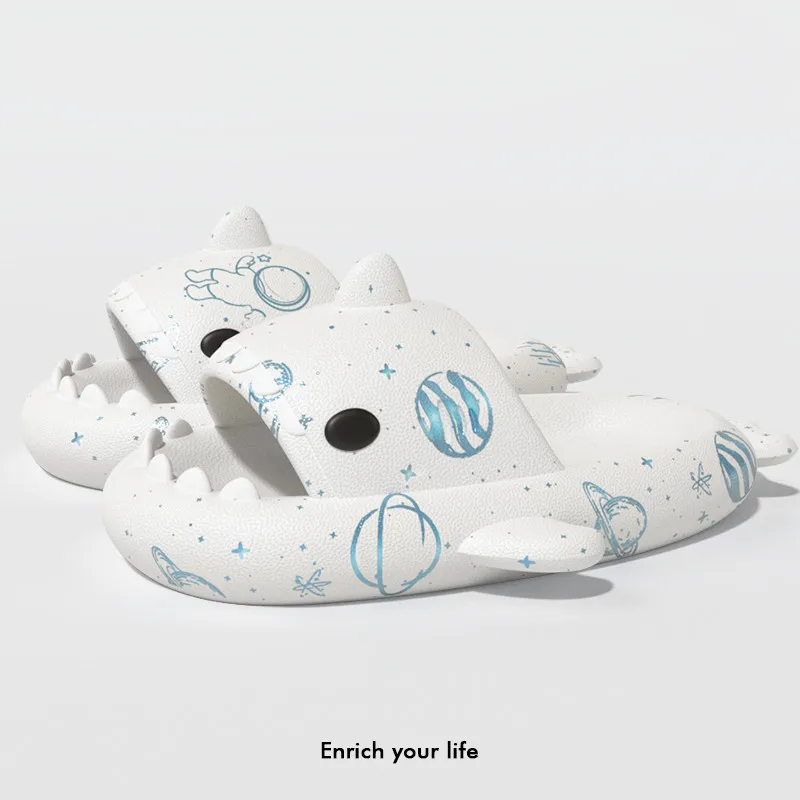 4cm Thick Sole Shark Slippers Man Female 2023 Summer Indoor Home Soft Bottom Non-slip Bathroom Shower Couple Sandals Flip Flops