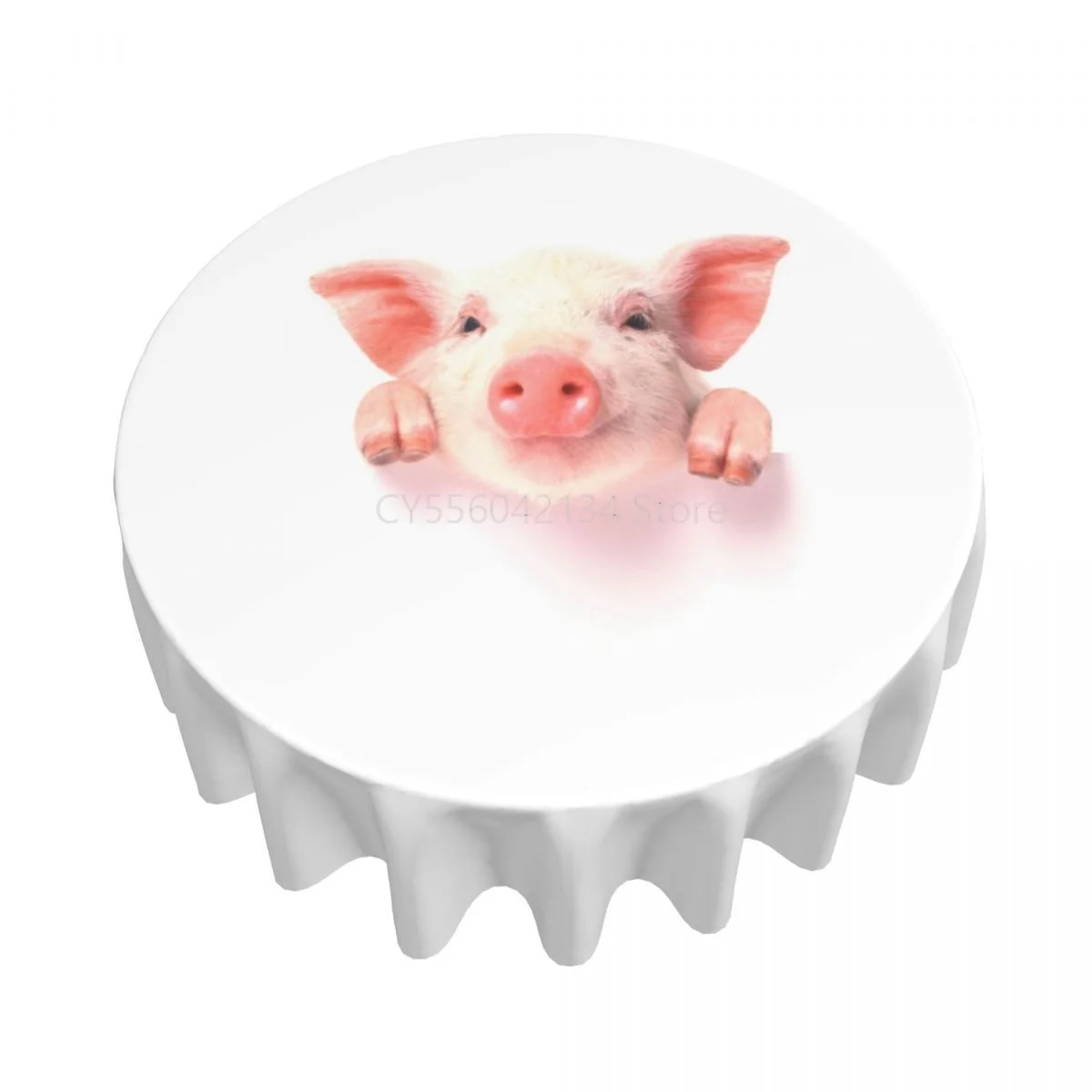 

Round Tablecloth 60 Inch Cute Pig Table Cover For Dinner Kitchen