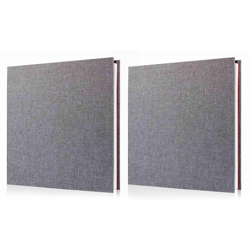 

2X Photo Album Scrapbook Linen Art DIY Memory Book Thick Pages With Film Save Images Permanently,Best Gift Choice