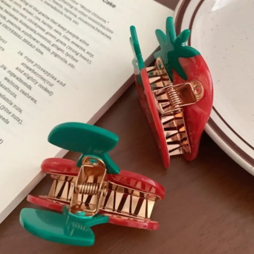 Заколка-краб для волос с кристаллами в виде фруктов ананаса вишни