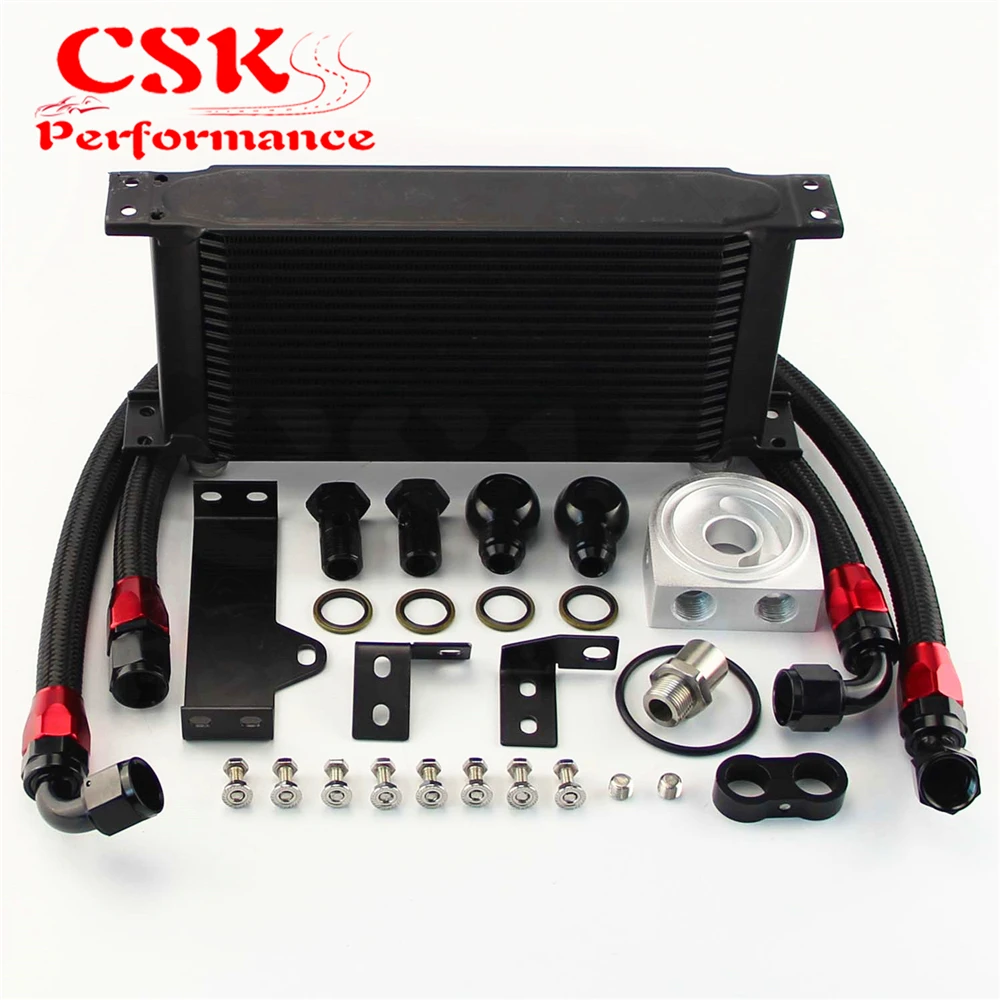 

19 Row Engine Oil Cooler Kit Fits For Subaru Impreza WRX STi 06-07 EJ20 EJ25 Black/Silver