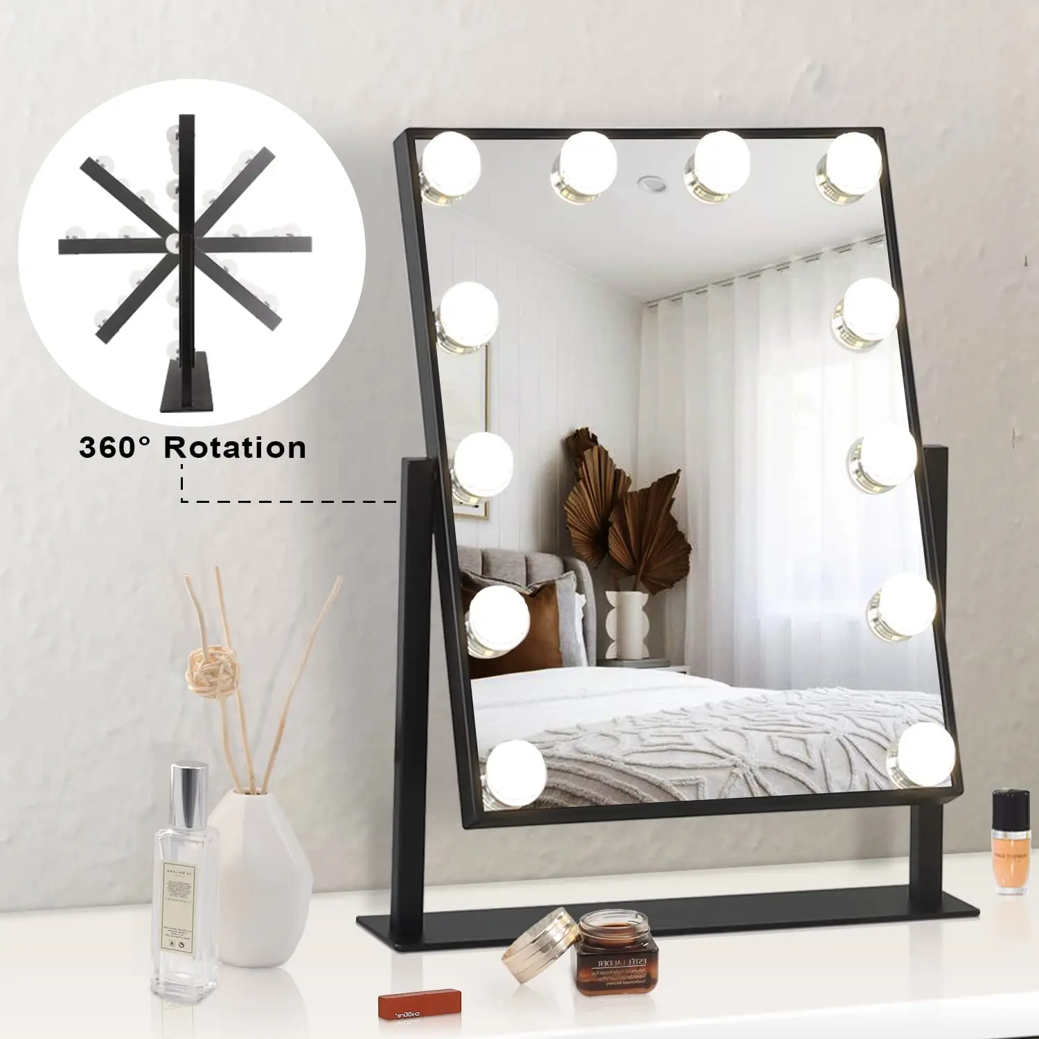 

Make up light mirror Led vanity mirror intelligent adjustable 3-color light hollywood vanity mirror desktop mirror Touch control