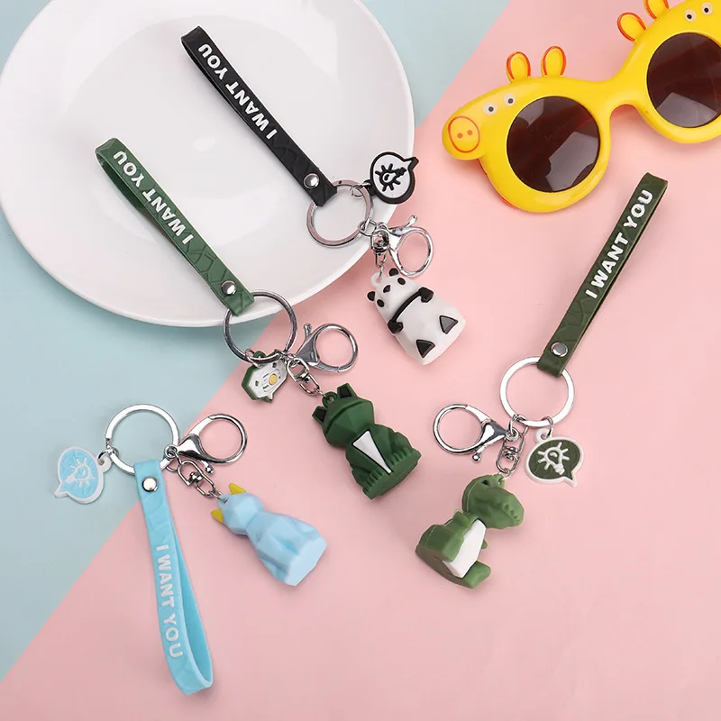 

Fashion Keychains With Dinosaur Doll Keyring Useful Wristband Keychains For Car Keys Accessories Small Animal Keychain Wholesale