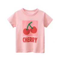 t shirt girl clothing summer tops short sleeve cotton cherry pattern breathable soft casual tee for children toddlers baby