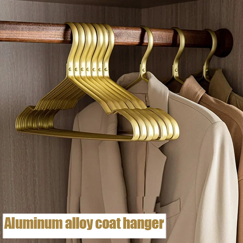 

5pcs Adult Coat Hangers Non Slip Heavy Duty Matte Aluminum Alloy Clothes Hangers Wardrobe Storage Racks Space Saving Organizer