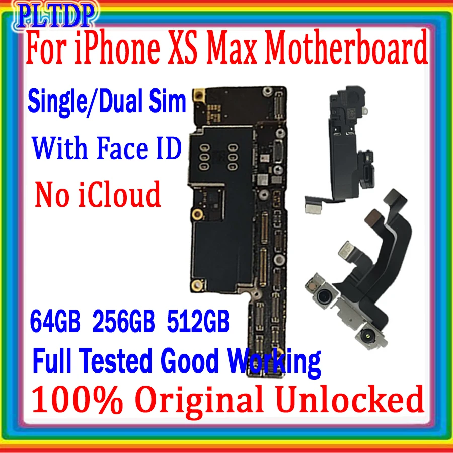 

Full Chips 100% Tested For iPhone XS Max Motherboard Support ios update Original Unlock Free icloud Logic boards With/No Face ID