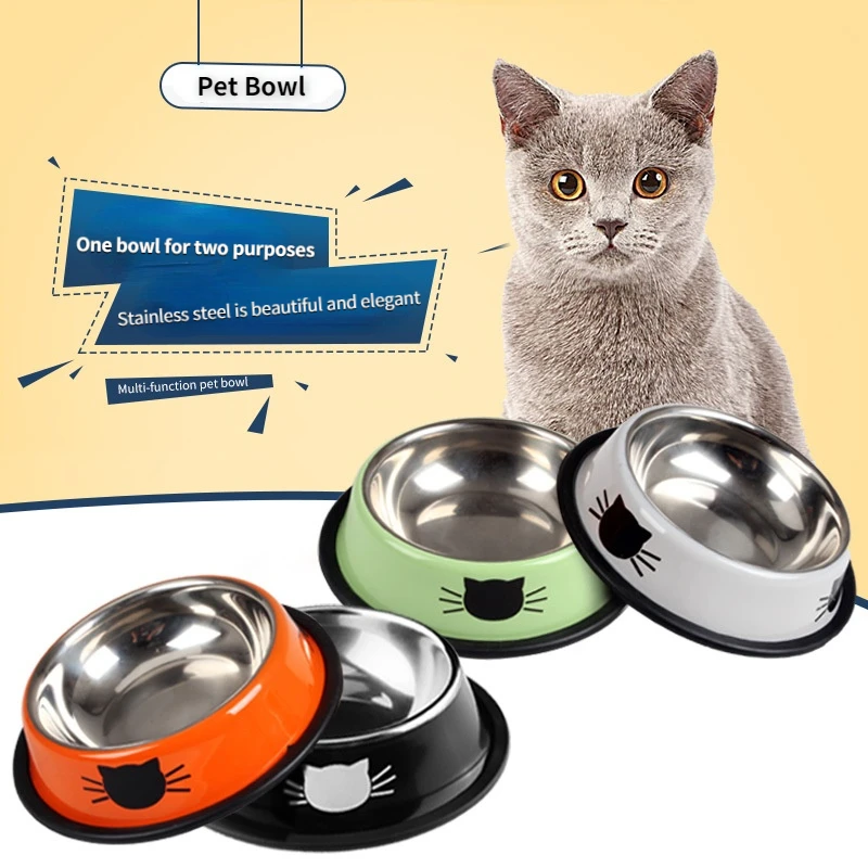 

Миска из нержавеющей стали для домашних животных, цветная раковина для кошек и собак, аксессуары для питомцев