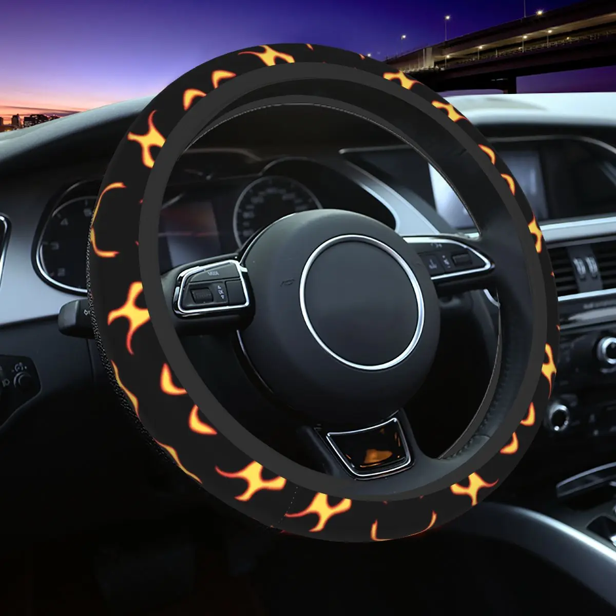 

Burning Fire Car Steering Wheel Cover 37-38 Anti-slip Bright Elastische Car-styling Car Accessories
