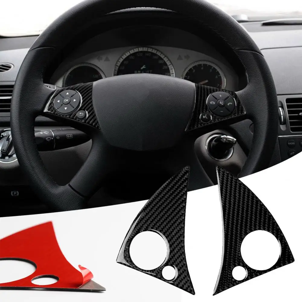

2Pcs Steering Wheel Decal Hollowed Arc Design Car Decoration Scratch-resistant Car Steering Wheel Button Panel Frame Cover