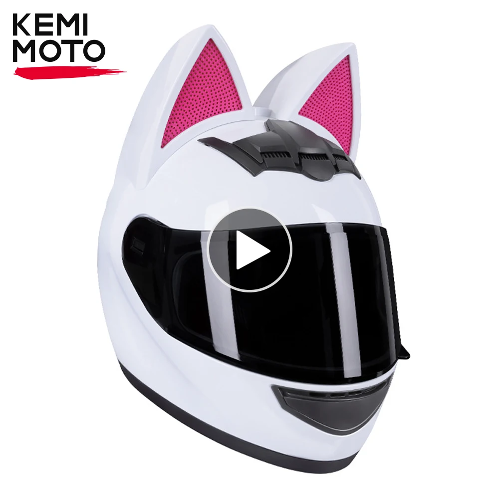 Motorcycle Cat Ear Helmet For Women Girlfriend Gift Full Face Motocross Motorbike Men's Moto Helmet Breathable DOT Certification