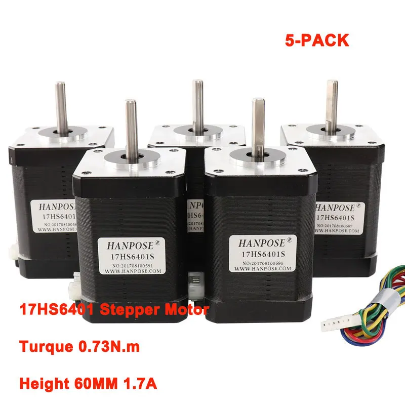 

5 шт./упаковка, 4-проводной шаговый двигатель Nema17 для 3D-принтера 42, мотор Nema 17, мотор 42bygh 60 мм 1,7a (17HS6401), мотор для CNC XYZ