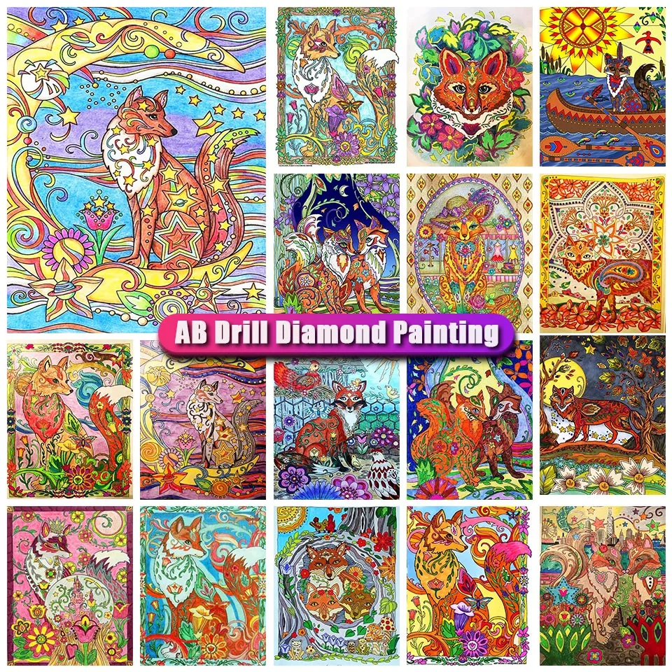 

YIMEIDO 5D Diamond Painting Fox Colorful Cross Stitch Diamond Mosaic Animal Full Square Round Rhinestone Embroidery Handicrafts