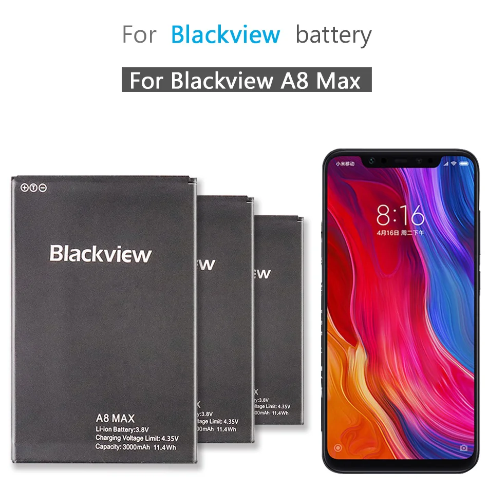 

A 8 MAX 3000mAh Battery For Blackview A8 Max A8Max Mobile Phone