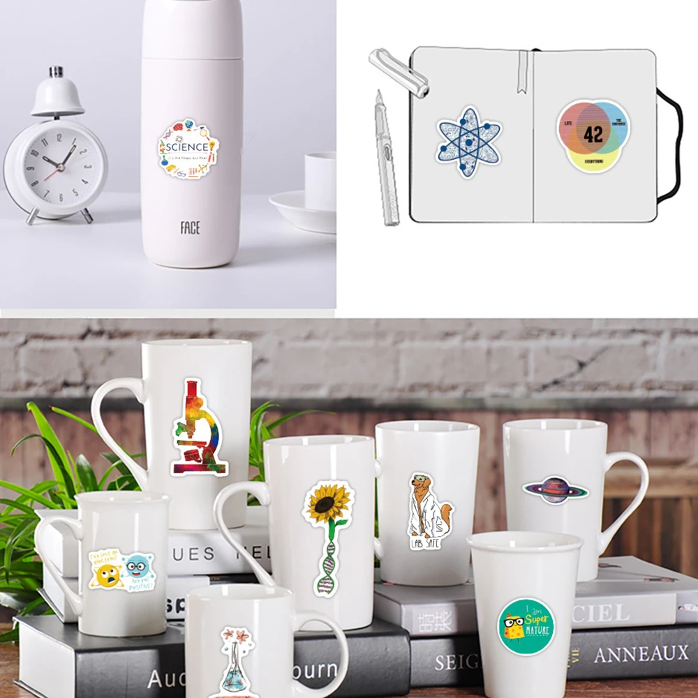 10/30/50 шт. Мультфильм Химия Научная лаборатория Наклейки Водонепроницаемый