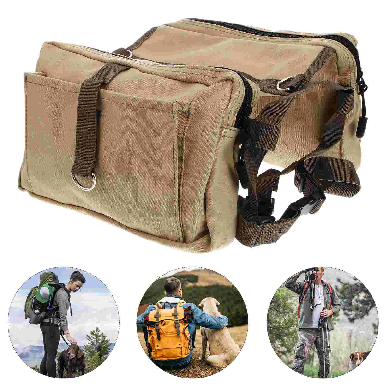

Dog Backpack Harness Saddle Hiking Dogs Packs Wear Vest Weighted Carrying Canvas Rucksack Hound Outdoors Khaki Backpacks Travel