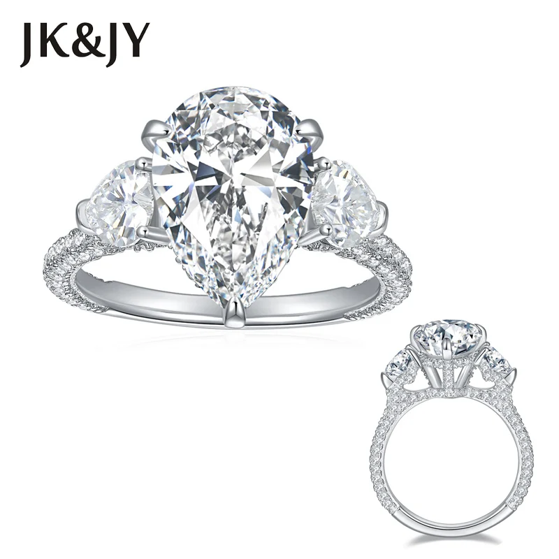 

Роскошное Женское Обручальное Кольцо JK & JY из серебра 5,0 пробы с муассанитом грушевидной формы, D-образный Цвет, 925 карат, 9 *