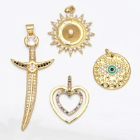 ocesrio large dagger pendants for necklace making gold plated copper zircon findings handicraft accessories pdta616