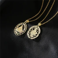 copper micro set zircon virgin mary pendant gold necklace stainless steel necklaces for women 2022 jewelry large neck necklace