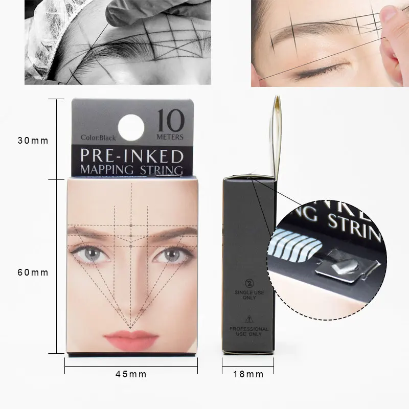 

10M Tattoo Thread Eyebrow Marker Brows Ruler Auxiliary Line Drawing Pre-Inked Positioning Mapping String Microblading Guide Tool