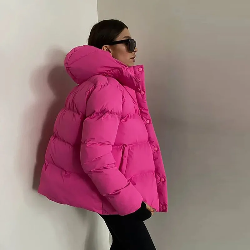 

Однотонная одежда с хлопковой подкладкой, женское модное и универсальное пальто с длинным рукавом, съемная шапка, свободная одежда с хлопко...