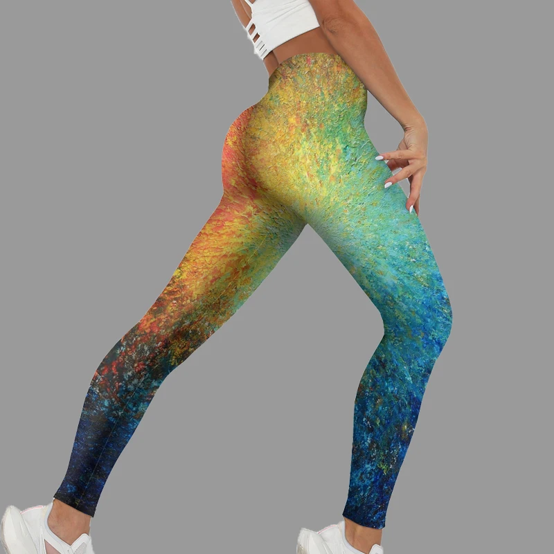 Sexy Stretch Leggings Women Fitness Gym Clothing Sweatpants Tie Dye Push Up Outside Wear Leggings Printed Female Sport Pants