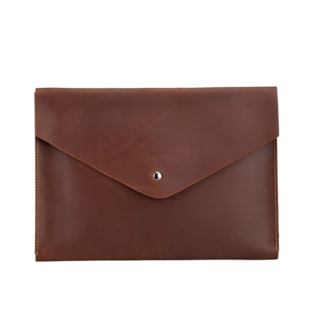 

man genuine leather multifunction office documents bags A4 paper file pouch envelope bag meeting conference travel handbag