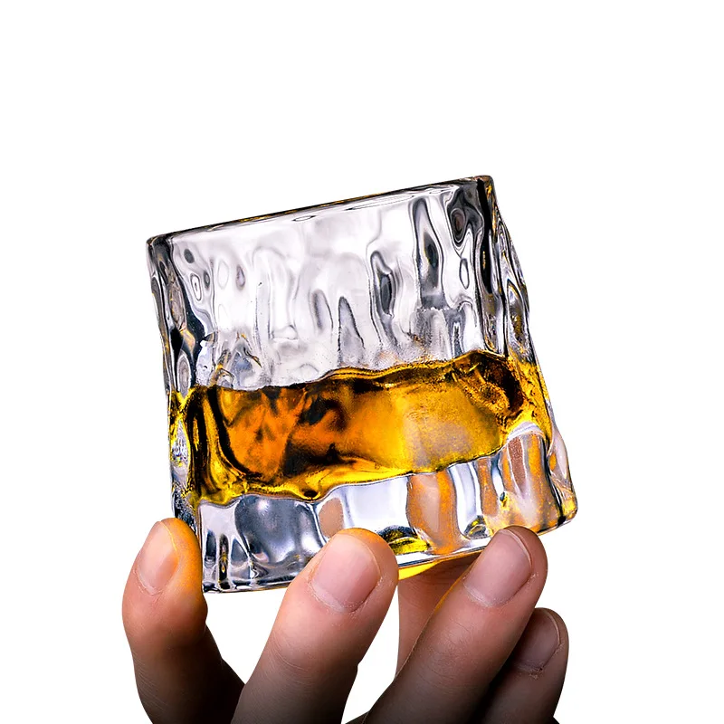 160ML Thicken Wine Glass Rotating Whisky Glass Vodka Wine Cup Bar Party Whiskey Beer Glass Transparent Brandy Cup images - 6