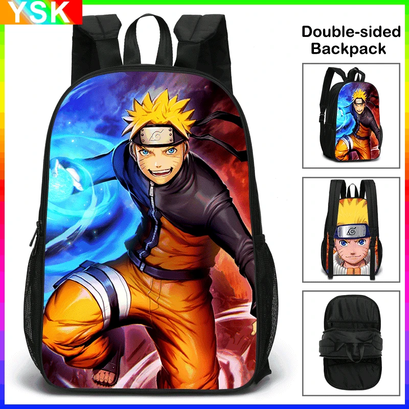 

Bandai Double-sided 3D New Printed Schoolbag Naruto Double-sided Schoolbag Boys and Girls Backpack Lightening Zipper Shoulders