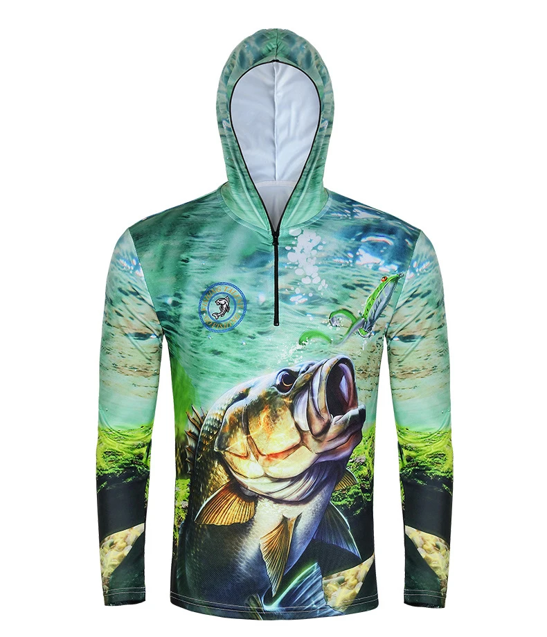 2024 Custom Hot Sale UPF 50 Men Half Zipper Slim Fit Hoodie Printing Fishing Shirt Tournament Fishing Jersey