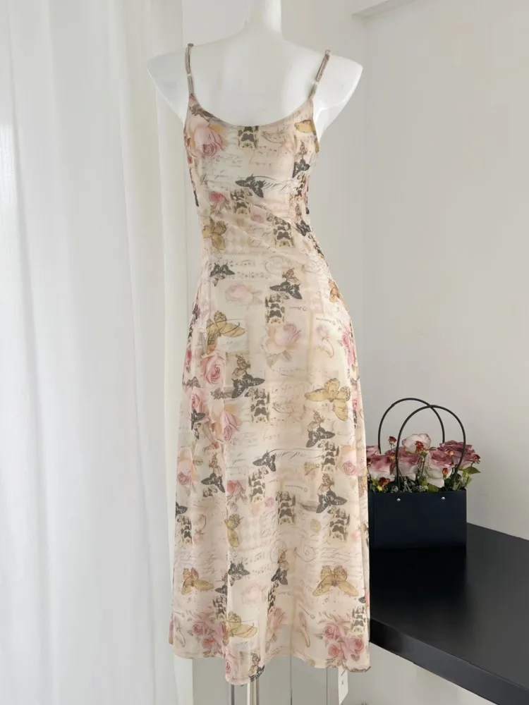 Женское летнее облегающее платье без рукавов с цветочным принтом