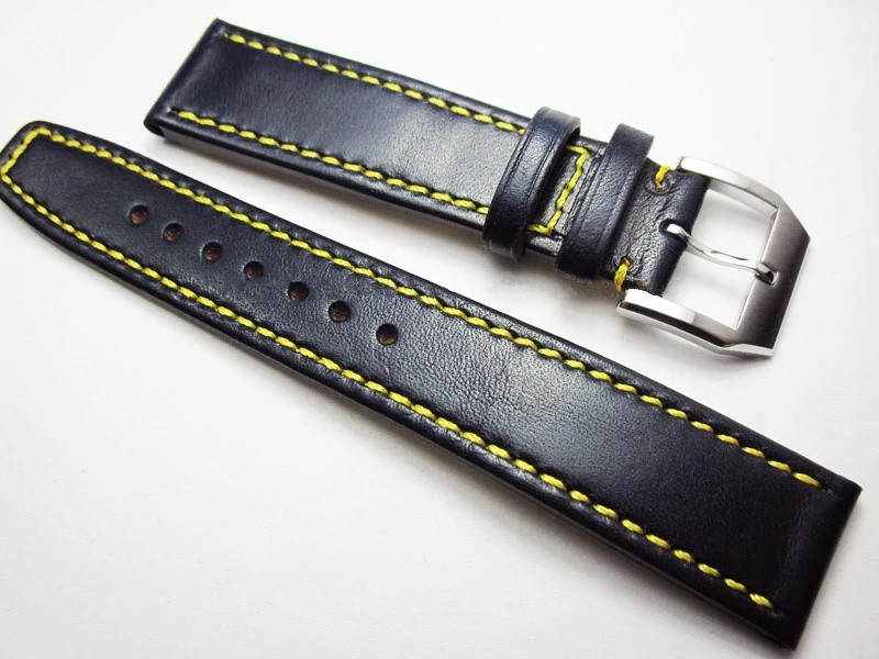 New dark blue man Belt 20 21 22mm Outdoor Sport Watch Strap Handmade Head layer cowhide Bracelets Watchband watch soft Wristband