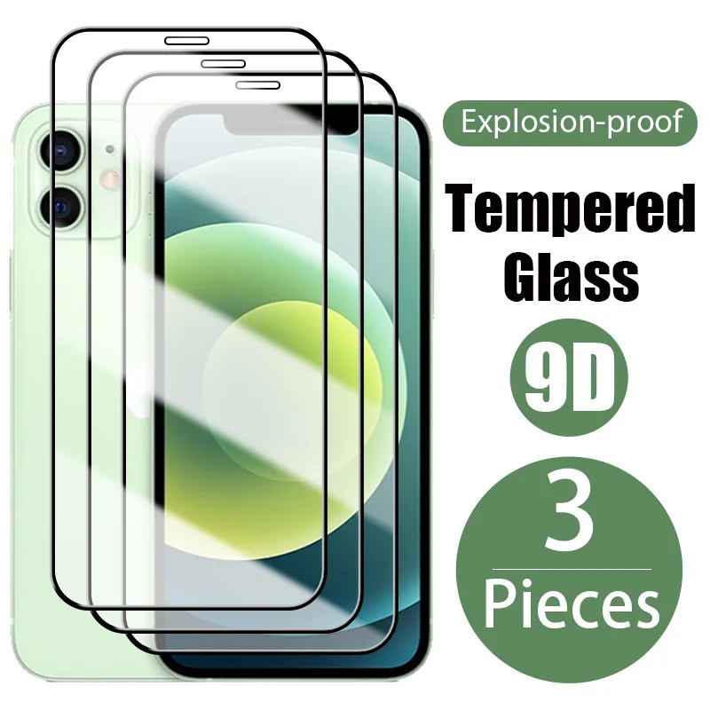 

3PCS Full Cover Protective Glass for IPhone XR X XS Max 11 12 13 Pro 12Mini Screen Protector for IPhone 6 6S 7 8 Plus Glass