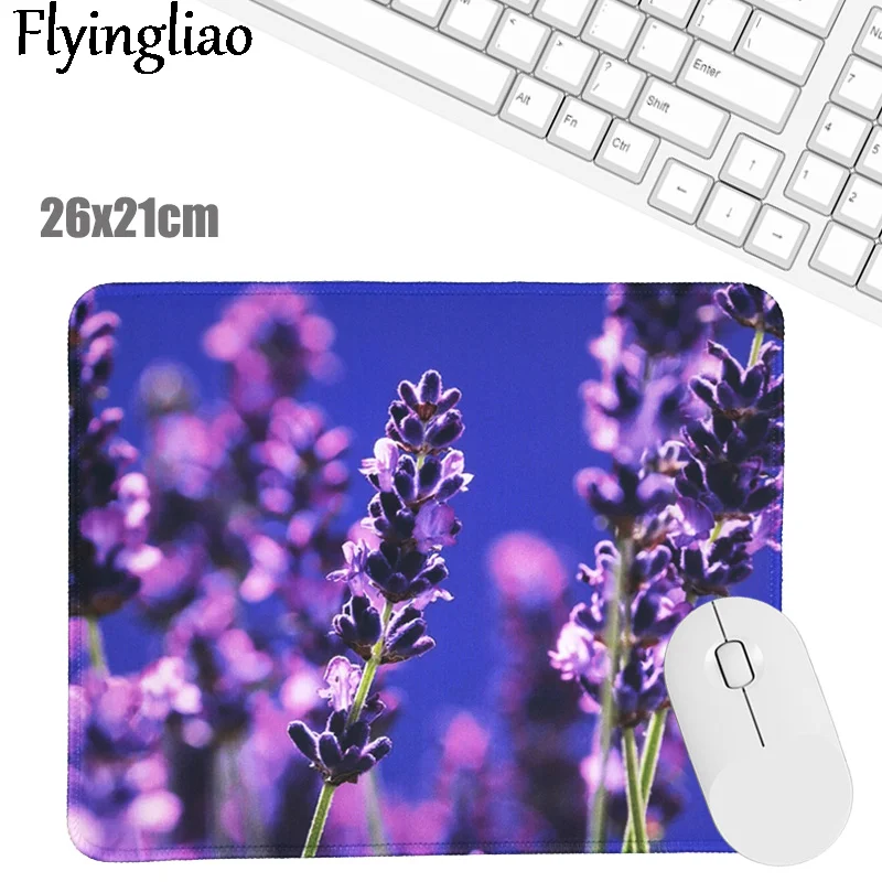 

Lavender Flowers Creative Office Keyboard Pad Kawaii Laptop Mouse Mat Anti Slip Desk Mats Custom Desk Pad Office Supplies