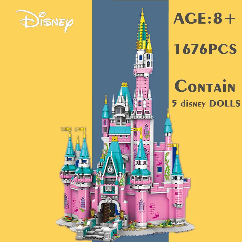 

New 1676PCS Disney Castle Mickey Minnie Donald Duck Fairy Princess Friends Girls Building Blocks Bricks Toys Kid Gift 71040