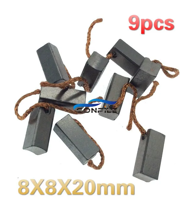 9 шт., Угольная щетка 8x8x20 мм