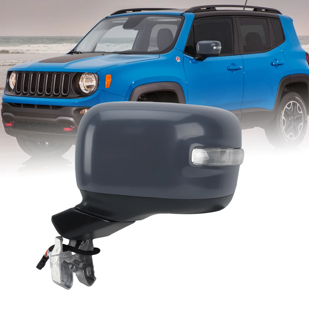 

Боковое зеркало в сборе для Jeep Renegade 2015 2016 2017 2018-2023, наружное зеркало заднего вида с подогревом, индикаторная лампа 7/9 контактов