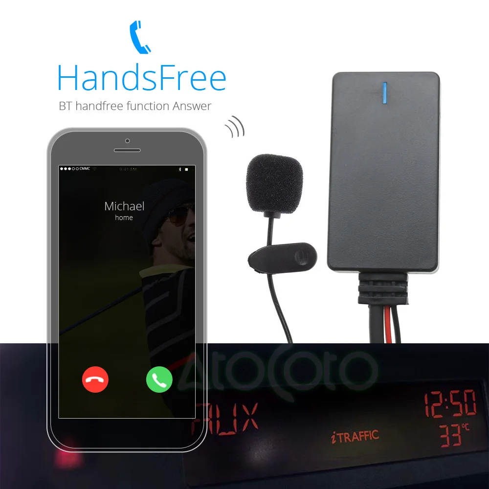 Автомобильный Bluetooth 5 0 AUX кабель микрофон Громкая связь адаптер для Renault Clio Espace Kangoo