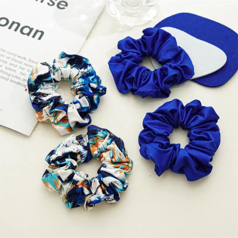 

Cotton Blue Tie Dye Large Intestine Hair Tie New Sweet Flannel Ponytail Hair Circle Hair Out All-match Female Fashion Hot