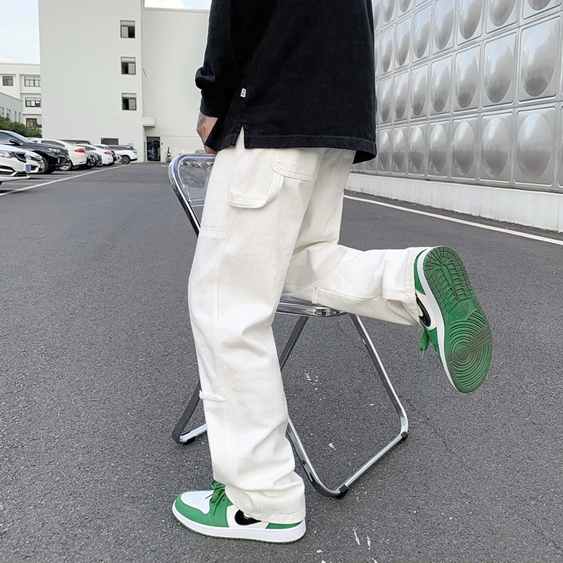 Джинсы-багги мужские джинсовые брюки модная уличная одежда в Корейском стиле