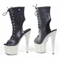 womens pole dance boots 17cm super high heel with platform peep toe sexy fetish ankle boots