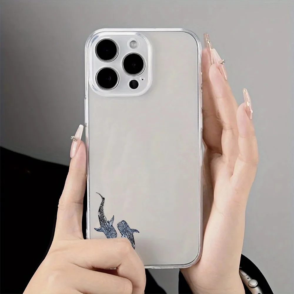 Фото Прозрачный чехол для телефона с рисунком китовой акулы, подходит для iPhone 17, 16, 15, 14, 13, 12, 11 Pro/Max/Plus, противоударный и защищающий от падений. №1