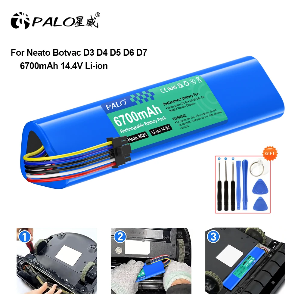 Сменный аккумулятор PALO 6700 мАч для подметающего робота-пылесоса Neato Botvac Connected D301 D303