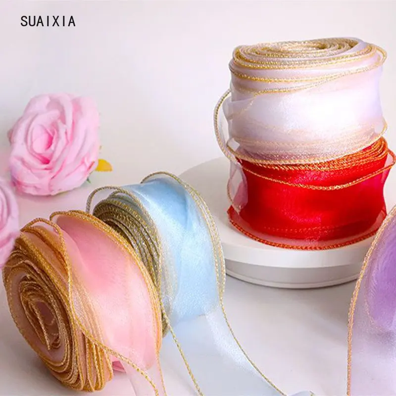 

Fishtail Yarn Wave Silk Organza Ribbon Bowknot Material For Flower Bouquet Wrapping Gift Box Packaging Wedding Party Decorations