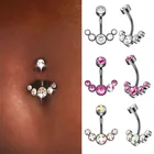 Кольцо для пупка из хирургической стали, с кристаллами