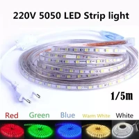 15m 220v 240v 5050 smd led strip yeelight waterproof lamp light tape for room decorations flexible ribbon rope with switch