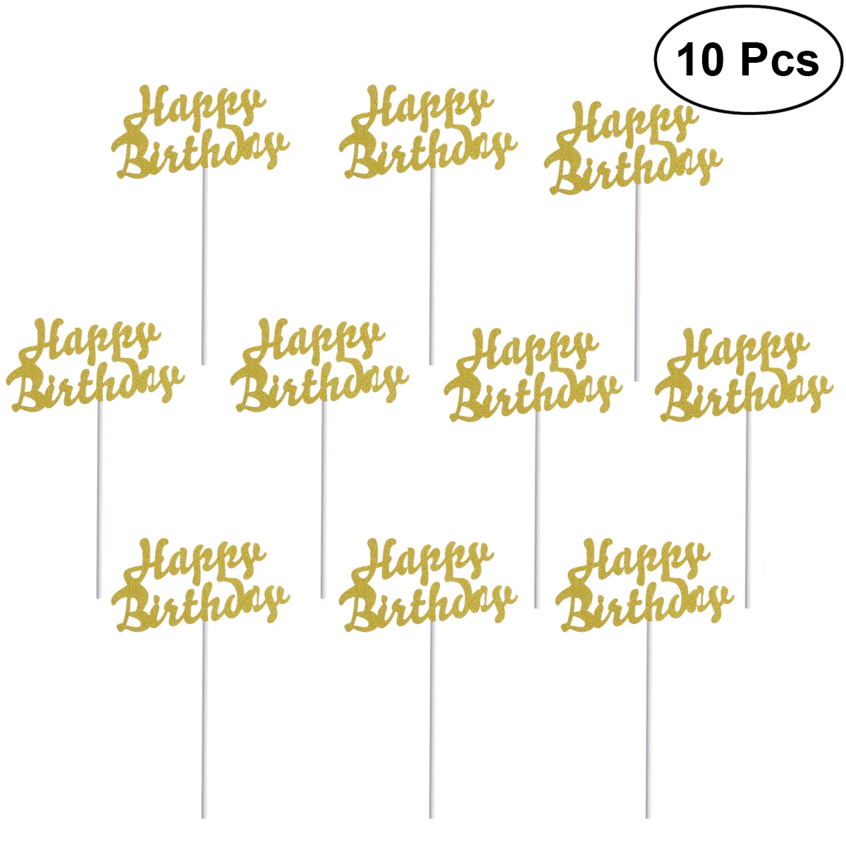 

10pcs Cake Topper Cake Decorations Party Supplies (Gold)