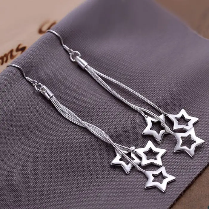 

wholesale fashion design beautiful lovely women lady charm silver color classic stars party Earring Jewelry free shipping