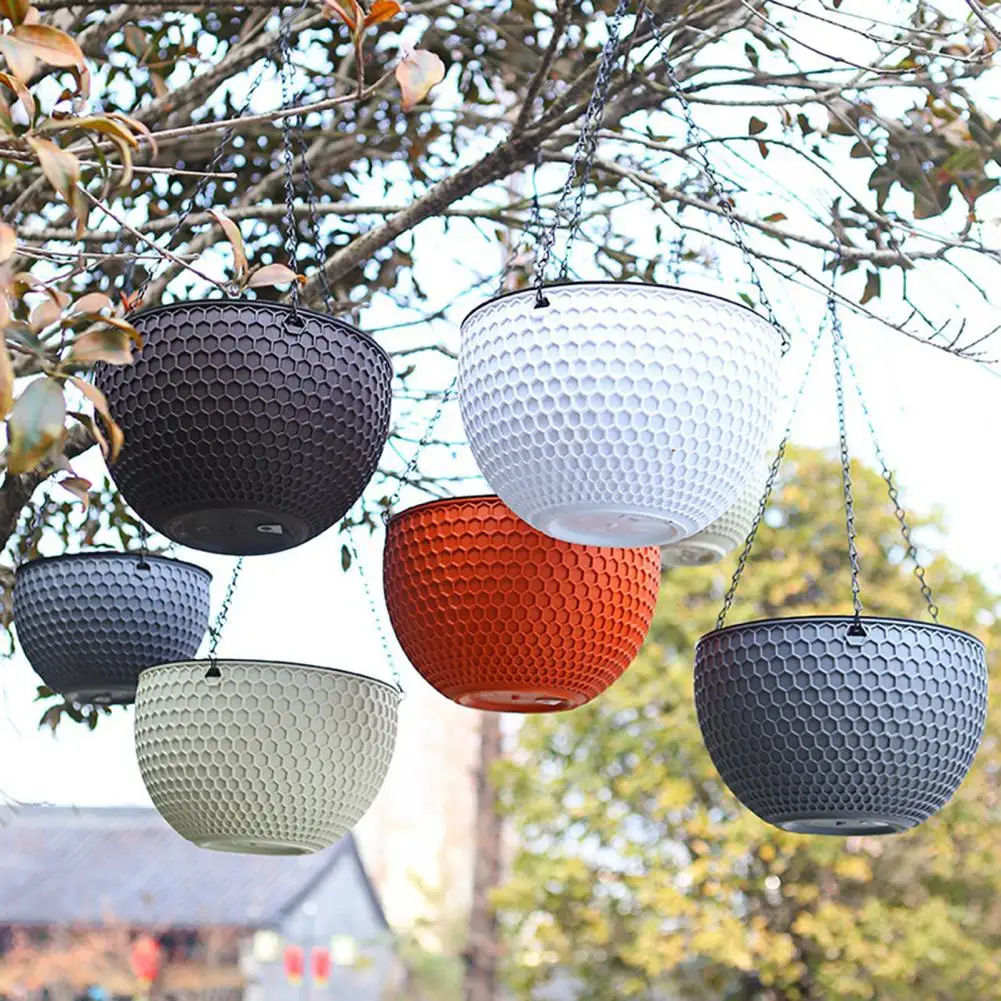 

Hanging Flower Basket Imitation Honeycomb Self Water Absorption Waterproof Outdoor Resin Plant Hanger Garden Supplies Flowerpot