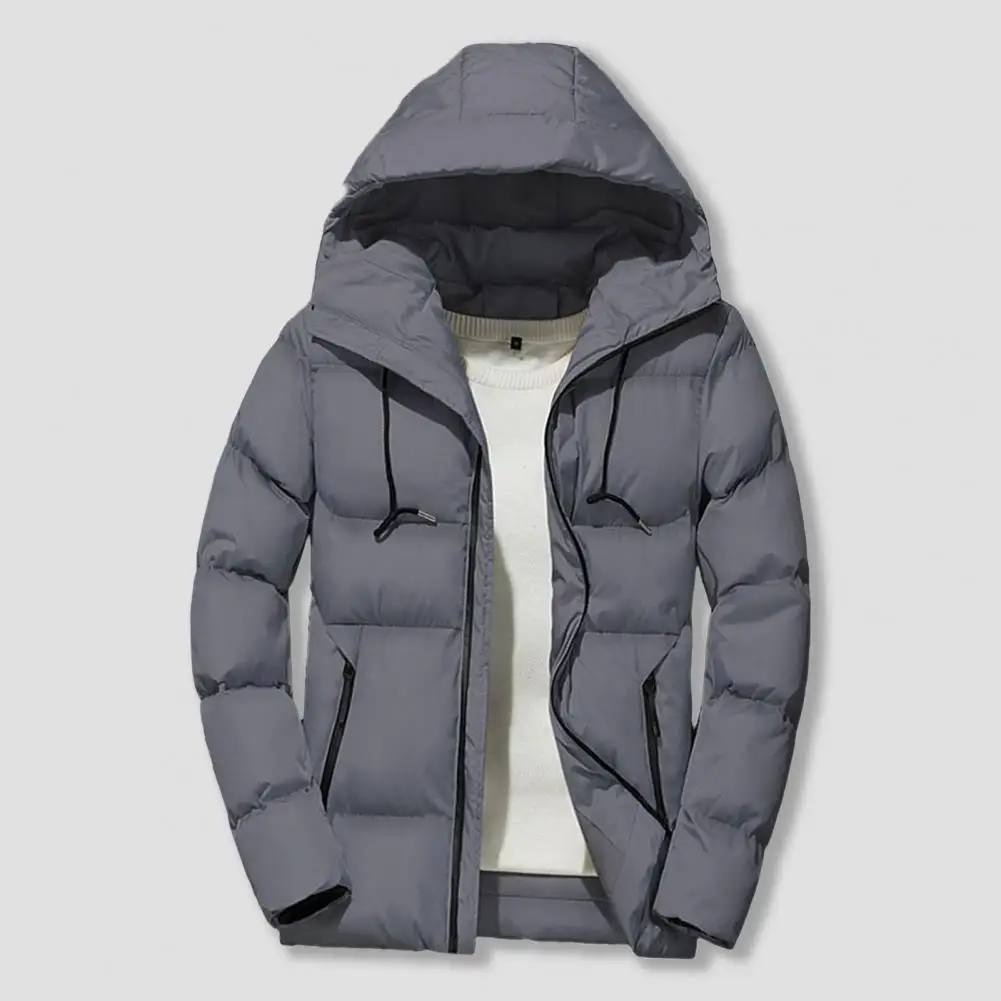 

Temperament Trendy Drawstring Hood Jacket Coat Breathable Men Hoodie Solid Color for Daily Wear